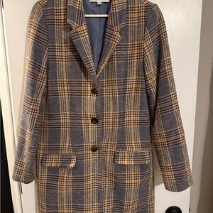 BB Dakota Blue and Tan Plaid Blazer